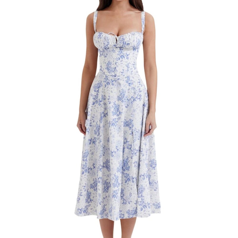 Blue Floral Summer Dress - Picture 1 of 9